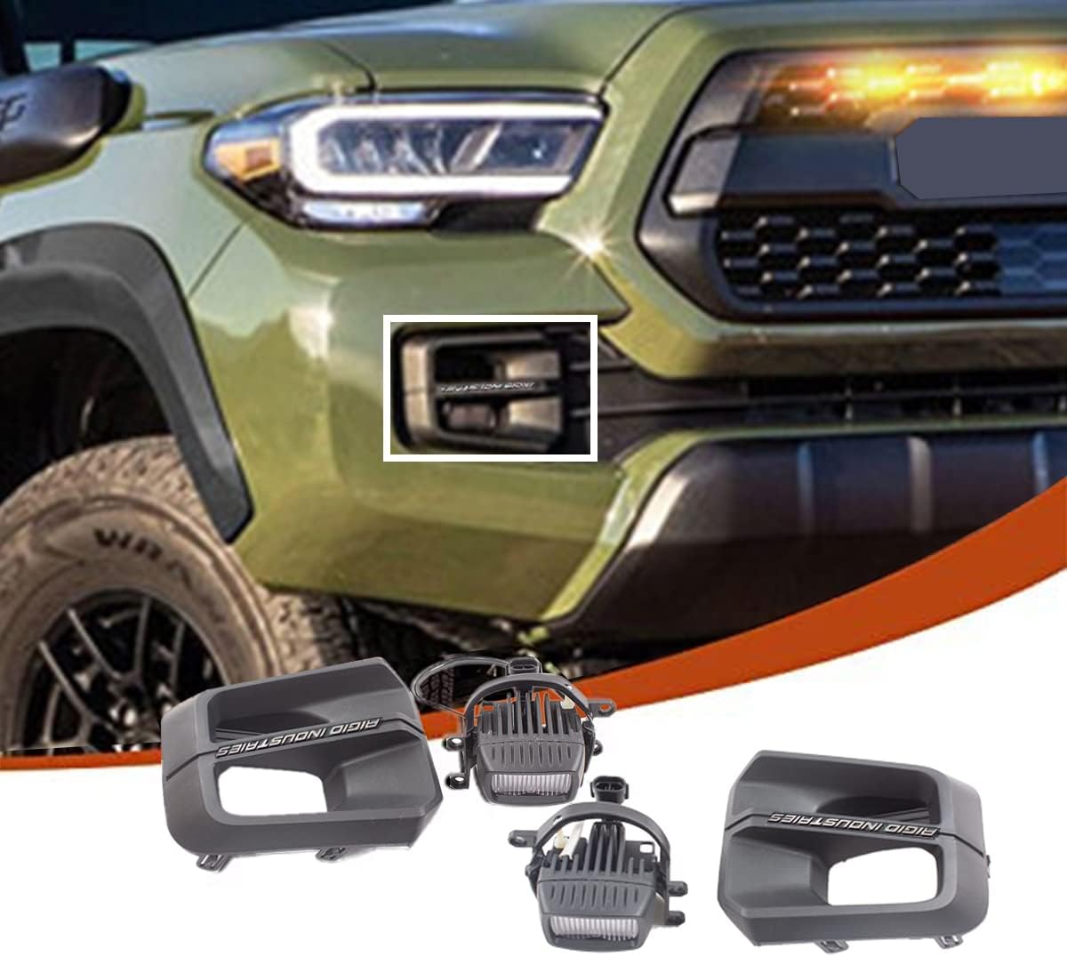 WANGDUOYU TRD プロフォグライトアセンブリ 2016-2023 トヨタ タコマに対応 高輝度LED 電球を備えたブラックアグレッシブフォグライトベゼル 衝撃吸収設計 運転席&助手席側|日本小売業販売