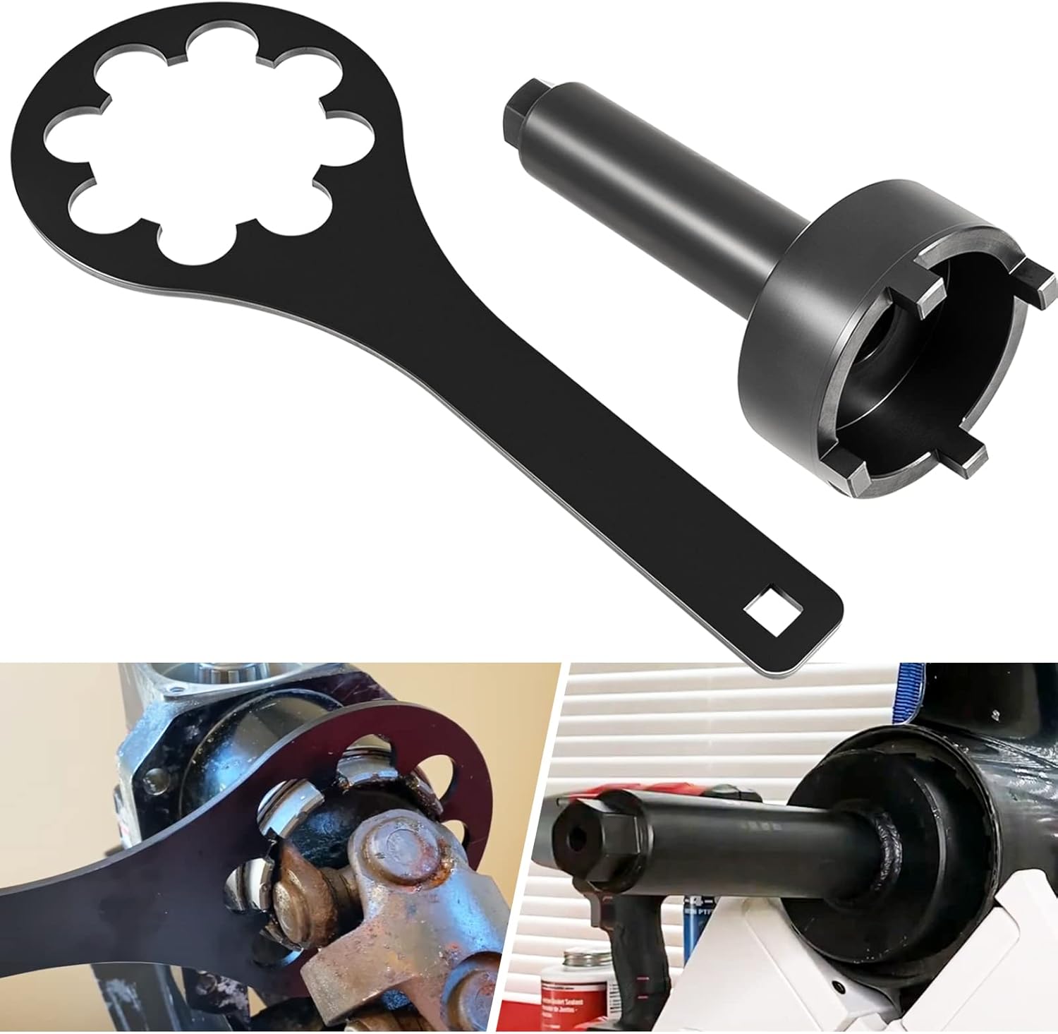 Sunluway ベアリングリテーナースパナレンチ \u0026 キャリアリテーナーナットレンチツール Mercruiser Alpha 1、Gne2、Bravo 1 に其れ相応 取り替えっこ用 90100 91-61069 黒いこと 合わせる式鍵