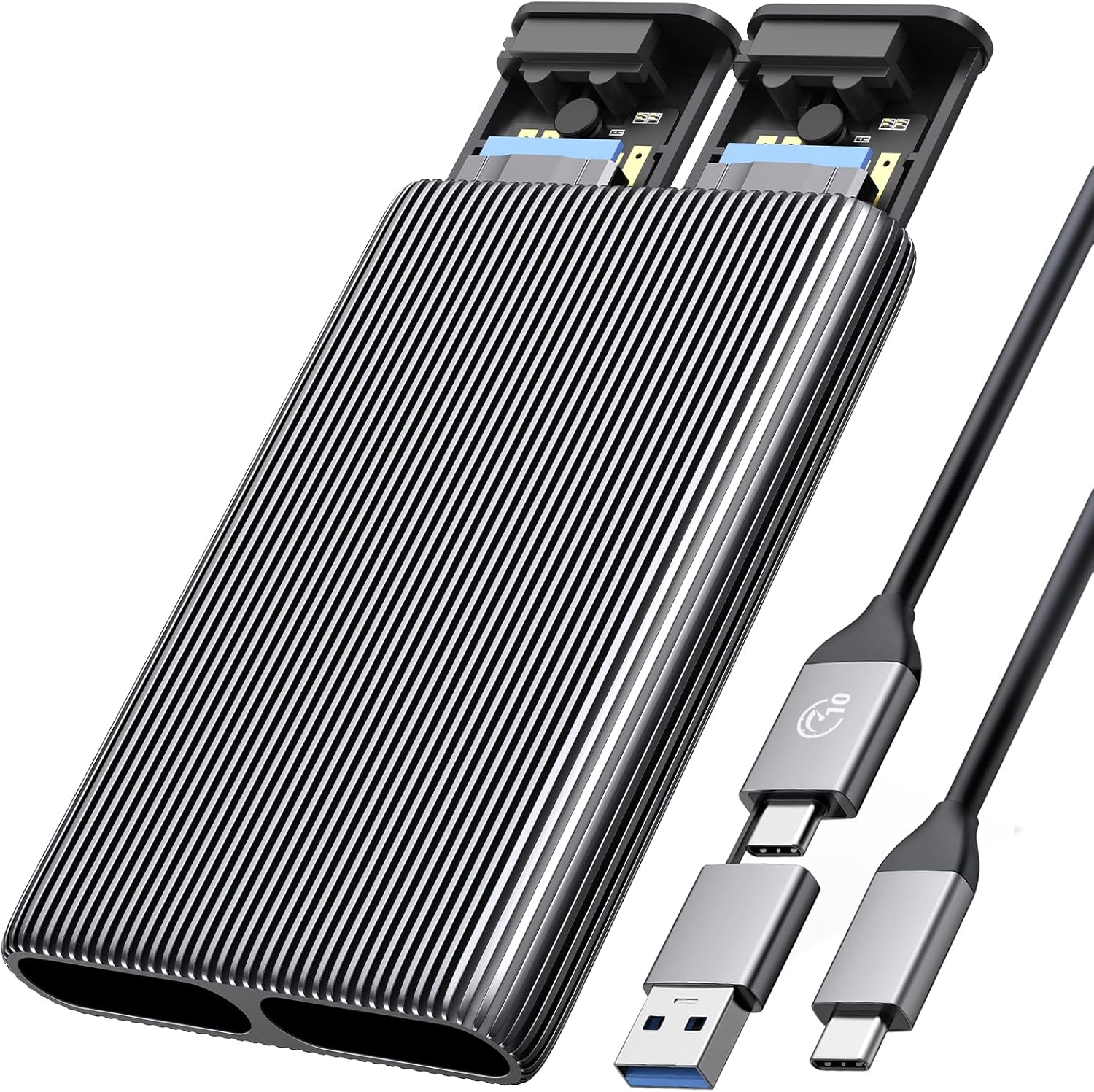 ORICO デュアル M.2 NVMe SATA SSD エンクロージャ M キー PCIe B+M キー 2230/2242/2260/2280 M.2 SSD 用 USB C - M2 アダプタ 工具不要で取り付け可能 アルミニウム M.2 リーダー 最大2x4TBのトリム＆UASPをサポート