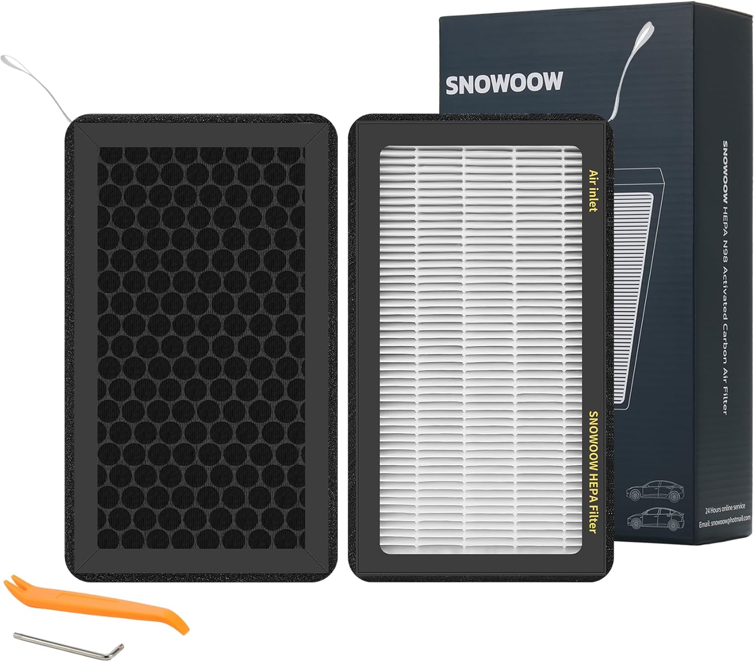 SNOWOOW テスラ モデル 3 モデル Y エアフィルター HEPA 2パック 活性炭付き テスラ キャビン エアフィルター 交換用 (2016-2025)