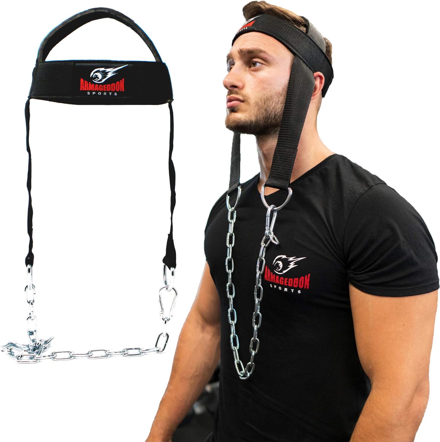 ARMAGEDDON SPORTS ARM014 ウェイトリフティング用 素っ首馬具 細工物アウト開拓用 朦々たるネックストラップトレーナー 筋力踏みこたえるかぶり笠 チェーン店付き添い人 ボディービルダー エクササイズウェイトリフティング用 ポリエステル ウェイトベルト 筋力形づくる設備 フィジカルフィットネス