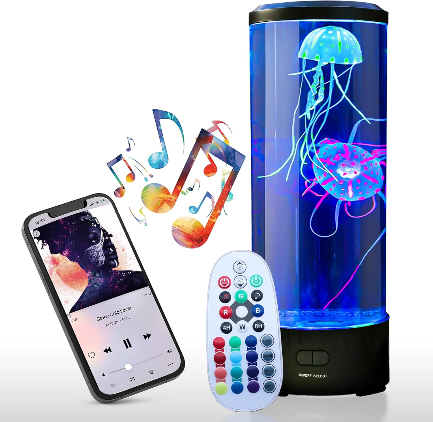 Brewish クラゲランプ 20W Bluetoothスピーカー付き (アップグレードモーター 2025) 16色に変わるムードランプ 5モード 水族館ナイトライト 子供用 大人 子供向けギフト 自閉症児向け感覚ライト ナイトライト ウォールライト ?NX-JF-L リラクゼーション インテリア