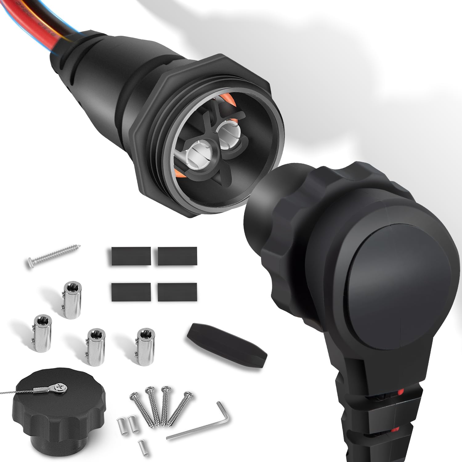 Bzcovac トローリングモーター用交換プラグ レセプタクル Minn Kota 1865120 MKR-28 クイックディスコネクト マリン電気ソケット モーター電源プラグ&レセプタクルセット MKR-28 トローリングモーター用 クイックディスコネクト電源プラグ&レセプタクル
