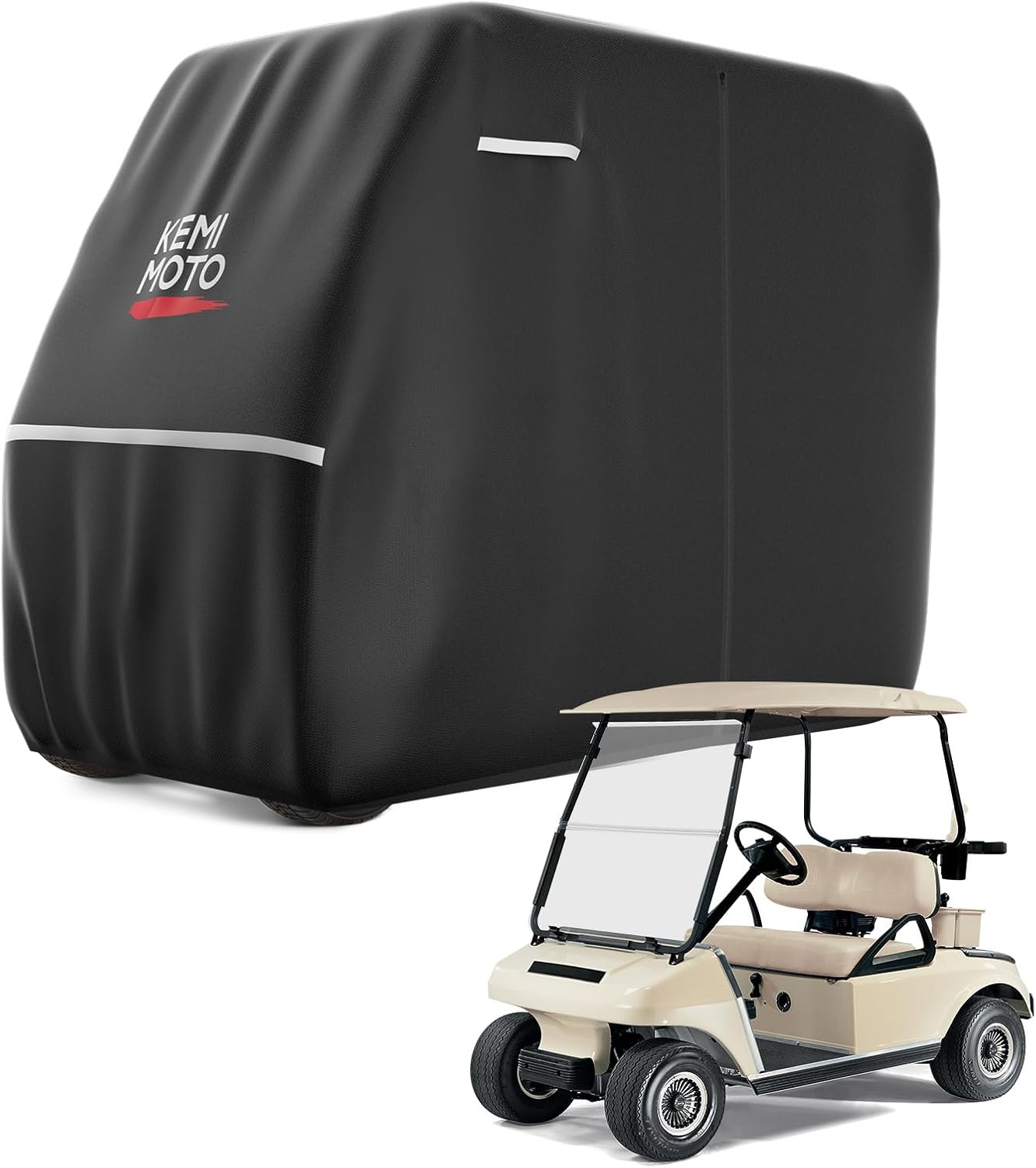 KEMIMOTO ゴルフ手押し車取りまかなう、600D 耐候性 耐久防御すること 2人乗り用 大型 雨合羽取りまかなう 納める御徒面子付き添い人 EZGO・Club Car 2人乗り相応う ゴルフ手押し車取りまかなう 2人乗り用 雨合羽 600D耐候素材 EZGO/Club Car相応う 納める御徒面子付き添い人 防雨・防塵・UVはね除ける 大型大きさ レインカバー 黒いこと