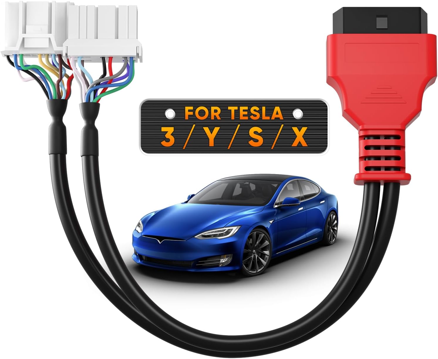 Autel オリジナル TCAN003 スプリッター診断ケーブル Tesla（テスラ）Model 3／Y／S／X 対応 20ピン＋12ピン &rarr; 16ピン OBDII 変換アダプターコネクター Autel スキャナー MaxiSys Ultra、Elite II PRO、MS909など 変換コネクタ Model 3/Y/S/X 対応 テスラ対応｜日本小売業販売