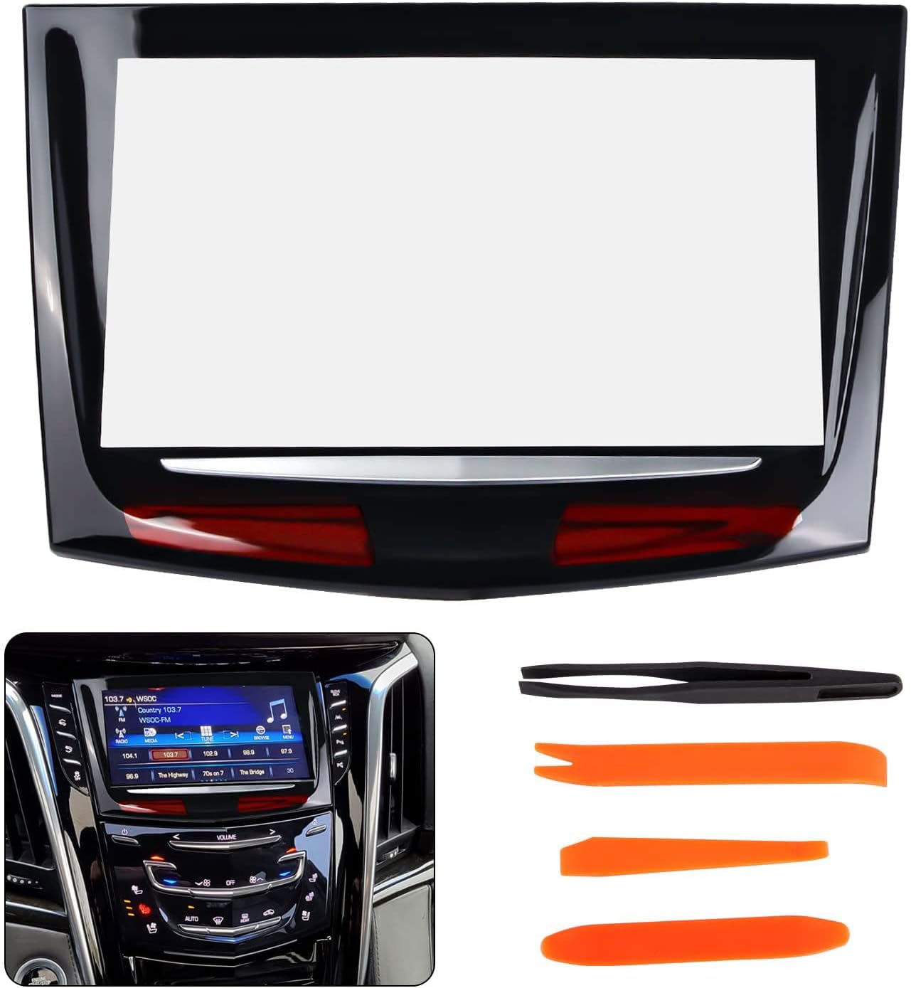 RANSOTO CUE タッチスクリーン ディスプレイ交換用 Cadillac ATS／Escalade／SRX／XTS／ELR／CTS／CTS-V（2013-2017）対応 トリムリムーバーツール付属 交換用部品番号：22980208／23388826 キャデラック CUE 修理 CUE タッチスクリーン交換 XTS CUE デジタイザー