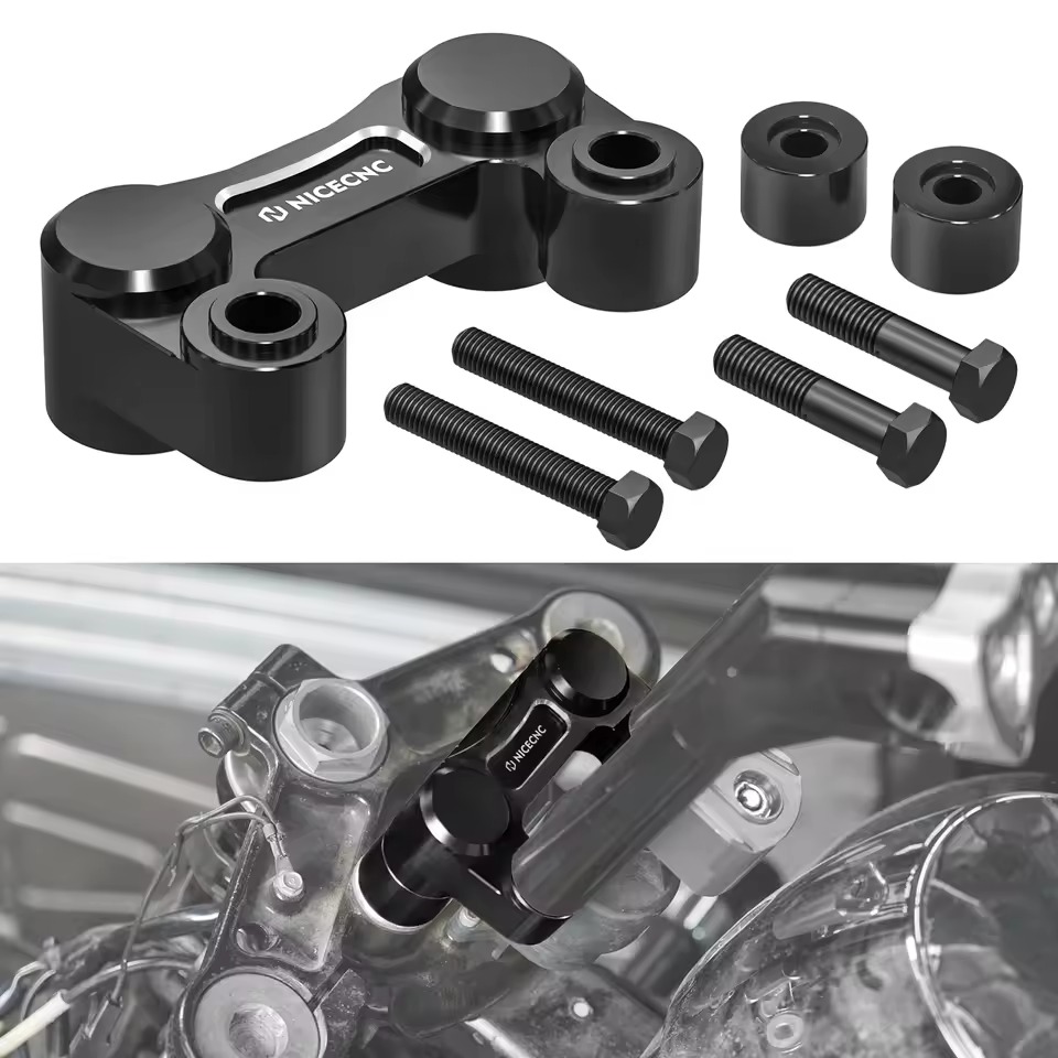NICECNC ハーレー ハンドルライザー プルバックプレート 2.5インチアップ CNCアルミ Street Bob FXBBS Low Rider S Road King Road Glide ハーレー ハンドルライザー プレート 2.5インチアップ 1.5インチバック CNCアルミ Street Bob Low Rider Road King Road Glide対応 黒
