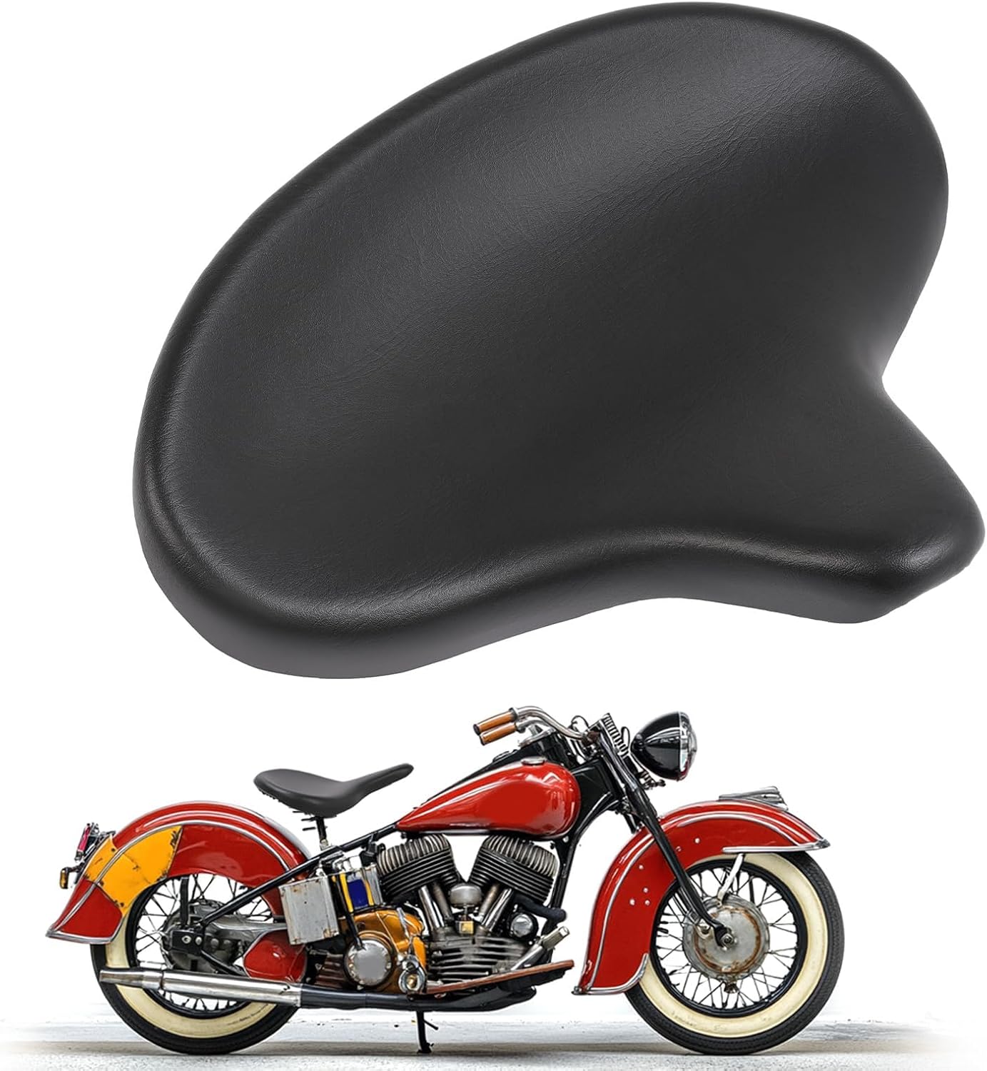TEBEDI ソロシート Harley-Davidson WLA WLC VL UL EL WL Knucklehead対応 交換用 バイクシート ハーレー ソロシート ブラック WLA WLC VL UL EL WL Knucklehead対応 レザー調 バイクシート シングルシート 交換用 カスタムシート ヴィンテージ クラシック ブラック 黒|日本小売業販売