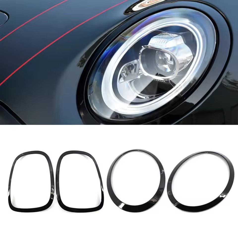 NIGHTKIST BMW MINI F55 F56 F57 ヘッドライト＆テールライト リングカバー 4点セット グロスブラック ABS製 トリムベゼル MINI Cooper 2014から2019 ドレスアップ ヘッドライトリング トリム 4点セット グロスブラック ヘッドライトベゼル カバー ABS製 外装 ドレスアップ｜日本小売業販売