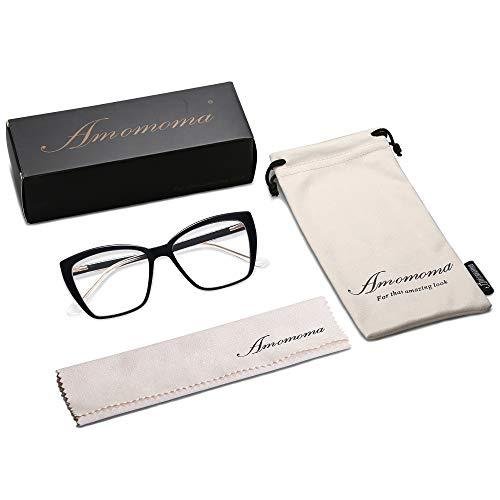 AMOMOMAトレンディTR90特大ブルーライト 老眼鏡 女性 スタイリッシュスクエア キャットアイグラス AM6031C1 ブラックフレーム 1.0 パソコン用 ブルーライト遮断メガネ リーディンググラス 並行輸入 6,286円