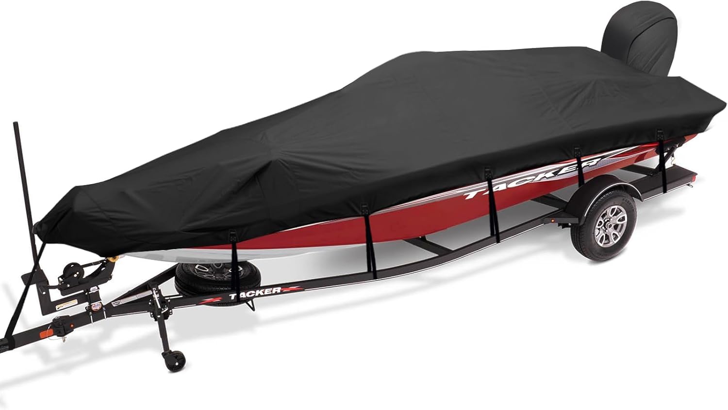 BOATPRO トレーラー式ボートカバー 17-19フィート 船外機カバー付き 900D マリングレードポリエステル生地 色あせ防止 UVカット マリンキャンバス 防水ボートカバー 17フィート 18フィート 19フィート V型ハル バスボート トライハル ランナバウトボート用 ブラック｜日本小売業販売 28,455円