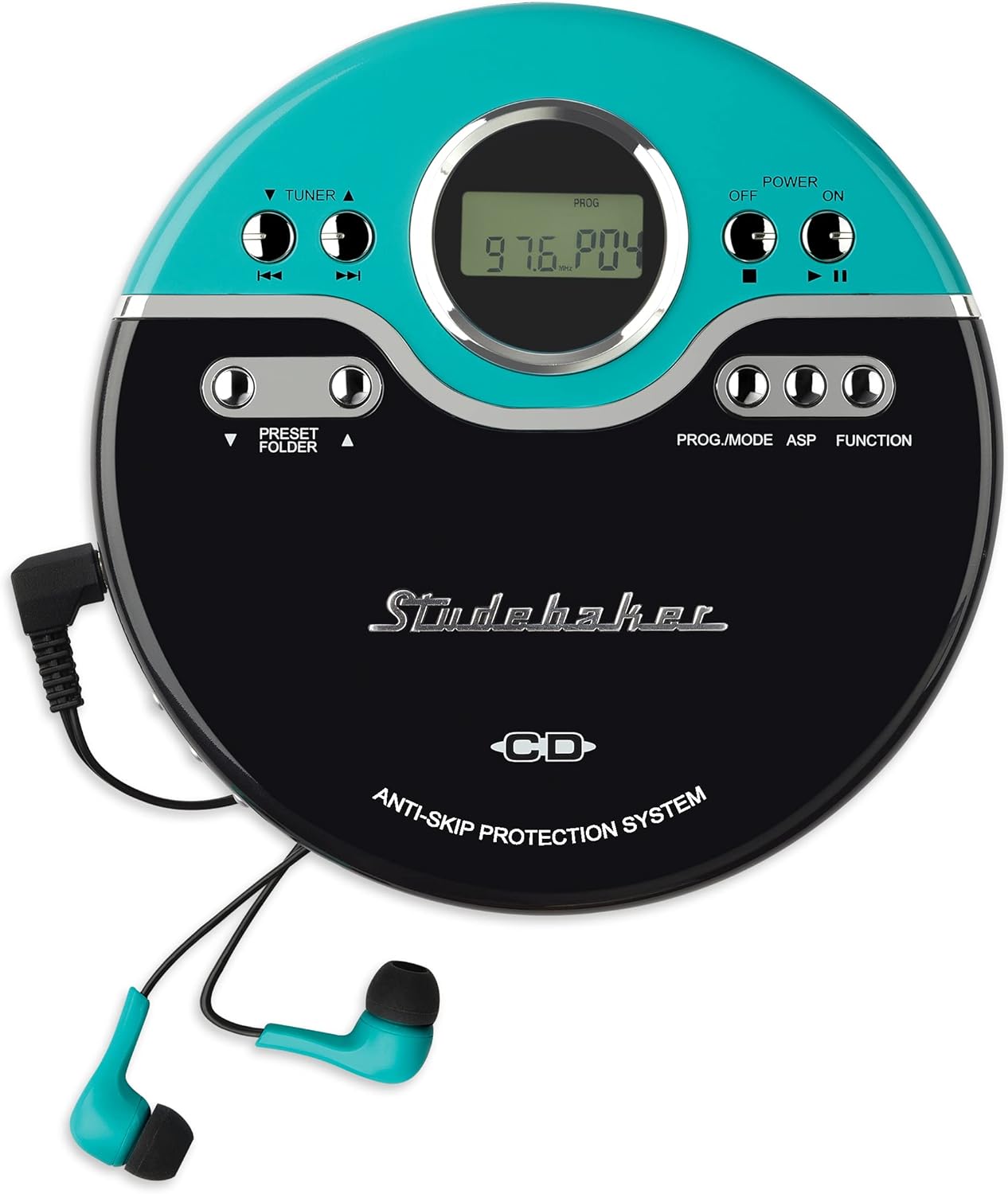 Studebaker レトロポータブルCD電気蓄音機 CD-R/RW MP3生まれ変わり 放送番組能力のある個人的CD電気蓄音機 携帯型CD電気蓄音機 アンチスキップ CD電気蓄音機 CD・MP3・FM相応う FMラジオ受信機 アンチスキップ役立つこと付き添い人 メガバスブースト 運動競技イヤ電話機 ヴィンテージターコイズ