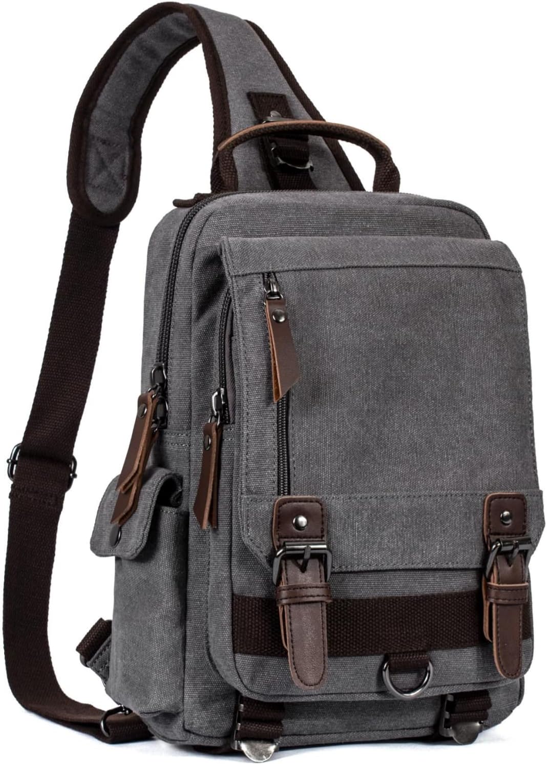 Leaper BP5208 キャンバス メッセンジャーバッグ Messenger Bags スリングバッグ クロスボディバッグ ショルダーバッグ グレー Mサイズ ヴィンテージ感 多機能 男女兼用 スタイリッシュ｜日本小売業販売