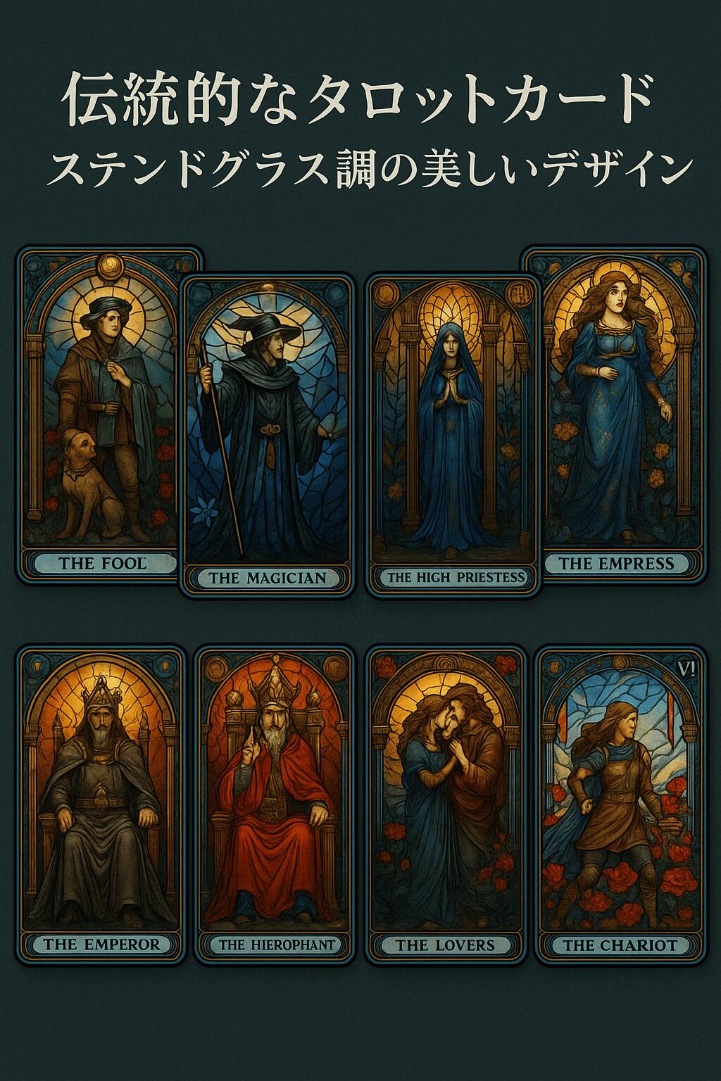 CRAFTERIAN ステンドグラス ステンドグラス風タロット タロットカード オラクルカード アートタロットカード ホイルエッジ付き タロット デッキ 78 枚 ガイド ブック付き 初心者&専門家向け あらゆるスキル レベル向け オリジナル タロットカード 占いゲーム 占いツール