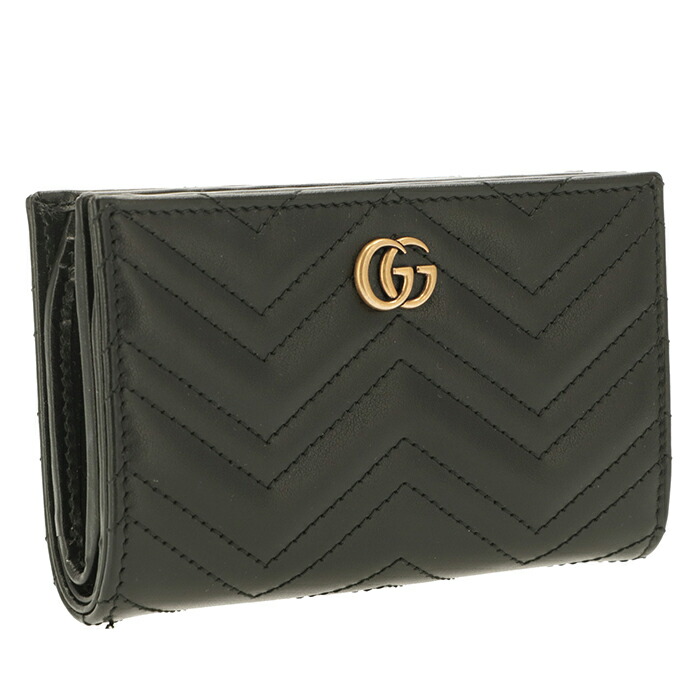 GUCCI 二つ折り財布 ベージュ/黒 GUCCI グッチ Wホック 二つ折り財布 コンパクトウォレット