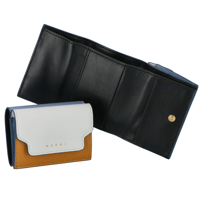 【楽天市場】マルニ MARNI 財布 三つ折り ミニ財布 サフィアーノ バイカラー ホワイト系 PFMOW02U09 LV520 Z271U