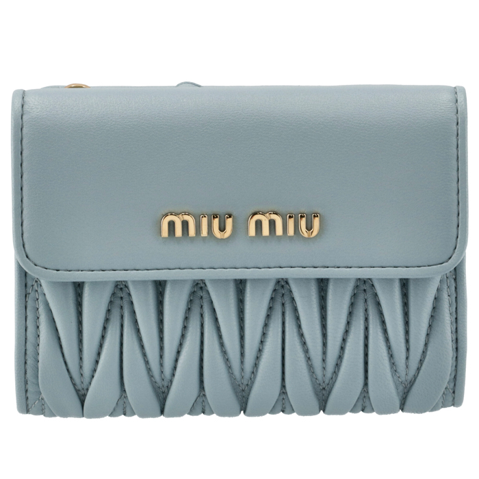 ミュウミュウ Miu Miu 21年秋冬新作 財布 二つ折り マテラッセ 折りたたみ ブルー系 5ml002 N 012 21aw Iconnect Zm