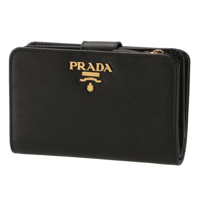 【楽天市場】【期間限定★ポイント最大10倍！！】プラダ PRADA 財布 二つ折り サフィアーノ 二つ折り財布 レディース ブラック