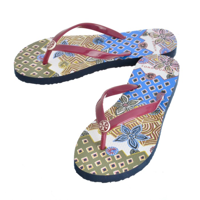 tory burch floral flip flops