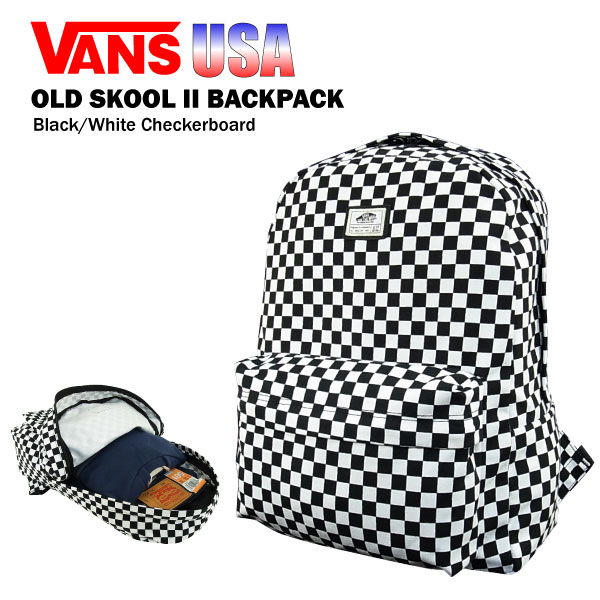 vans backpack black white