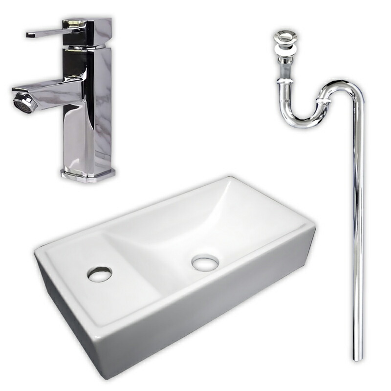 白陶器狭小長方トイレ手洗器角形混合水栓蛇口金属床排水セット Ambest 水栓 洗面化粧台 WL7414 洗面器 洗面ボウル 排水金具 白陶器狭小長方トイレ手洗器角形混合水栓蛇口金属床排水セット