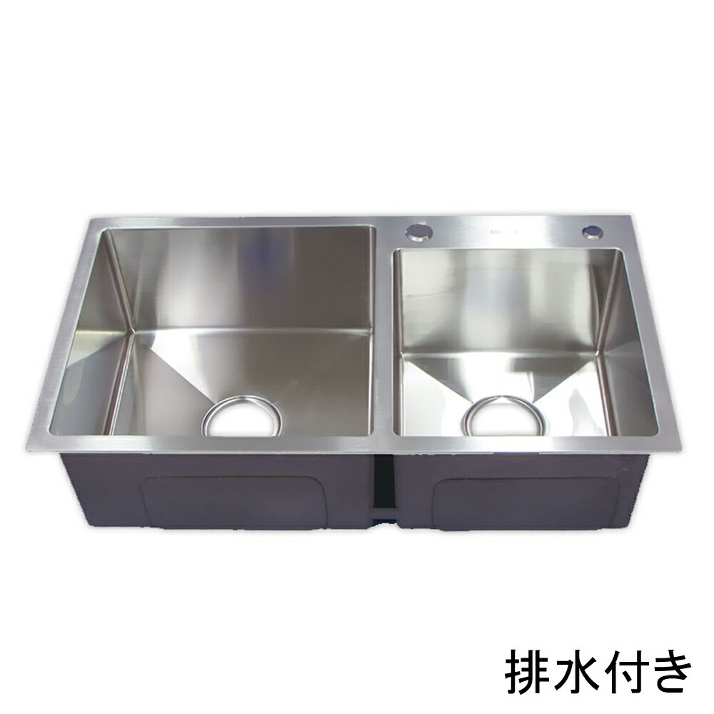 78x43珊ステンレス鋼304製二槽勝手もと用手延べ金シンク Ambest SS3740 水抜き付き添い人 錆止め 洗いもののが飾り気の無い 造営 切り換える 建て替え リフォーム 取り合わせ勝手もと用