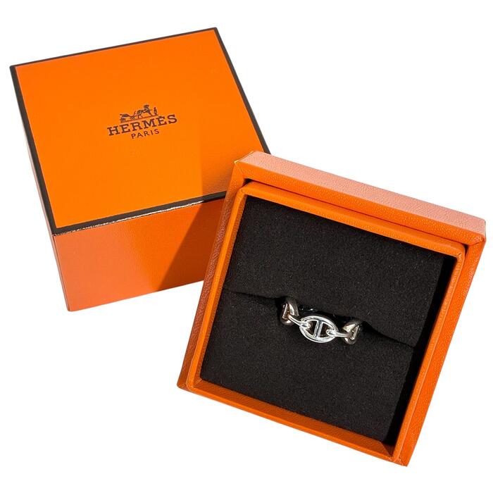 A-006 エルメス シェーヌ ダンクル アンシェネ 輪っか PM スモール真似形 HERMES 【中古】指環 11号 添え物 しろがね色Chaine d\u0027ancre Enchainee ring, small model 流行り物