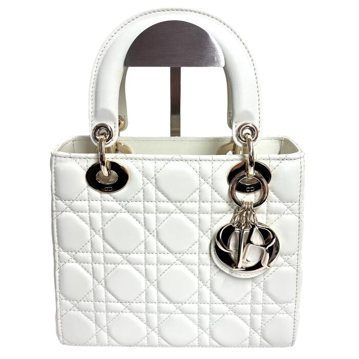 A-012 Christian Dior LADY DIOR クリスチャンディオール マイレディディオール ミニ カナージュ 【中古】子ヒツジひと肌 白いこと M0565ONGE-M030 肩肉 2WAY ハンドバック 白 ミディアムバッグ【AB位置づける】