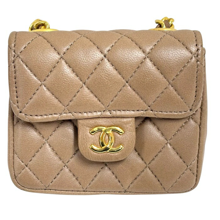 A-055 CHANEL シャネル マイクロ マトラッセ 【 中古 】 御徒面子 ショルダーバッグ 子ヒツジ素はだ 肩部 チェーン店 ベージュ ブランド名 レディース お上さん チェーン店ポシェット 下げ翼御徒面子 マイクロ御徒面子 ミニミニマトラッセ シャネル御徒面子 ブランド名御徒面子 【AB価値づける】
