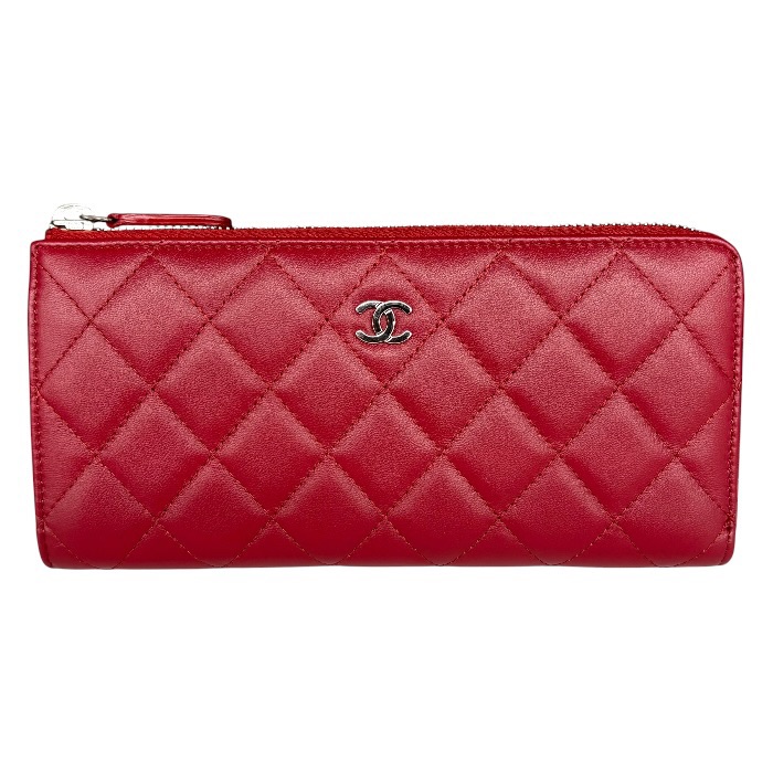 A-172 CHANEL シャネル マトラッセ ココマーク L字ファスナー 長財布【 中古 】赤 レザー シルバー金具 キャビアスキン 【ABランク】 シャネル財布｜AMBITION　SHOP　店