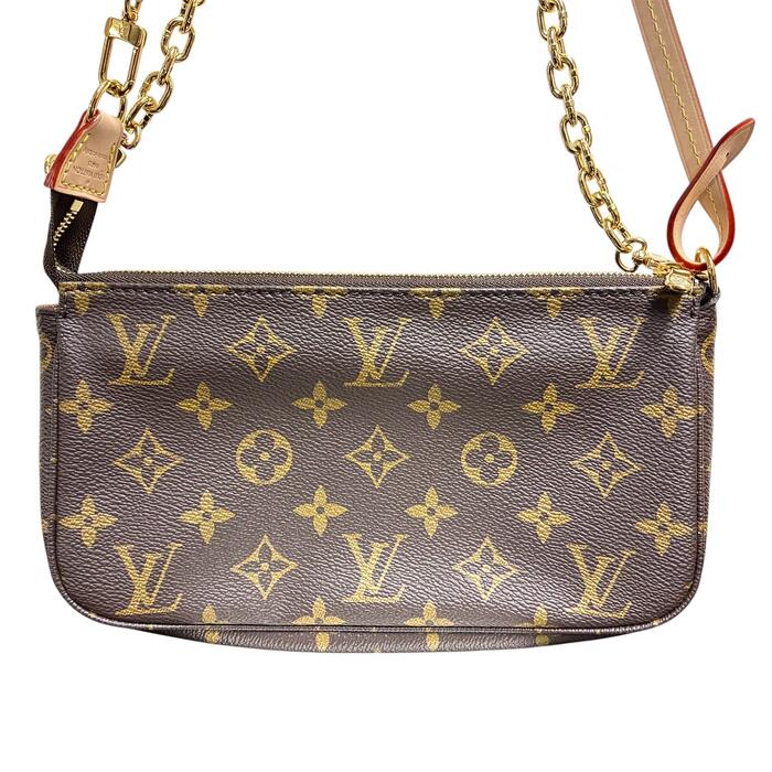 【 中古 】 A-002 ルイヴィトン Louis Vuitton ポシェット アクセソワール モノグラム 帆布 M82766 レディースブランドバッグ ハンドバック ヴィトンバッグ レディース 赤銅色 なめし革 ブランド名ショルダーバック かばん ブランド名 なめし革ショルダーバック
