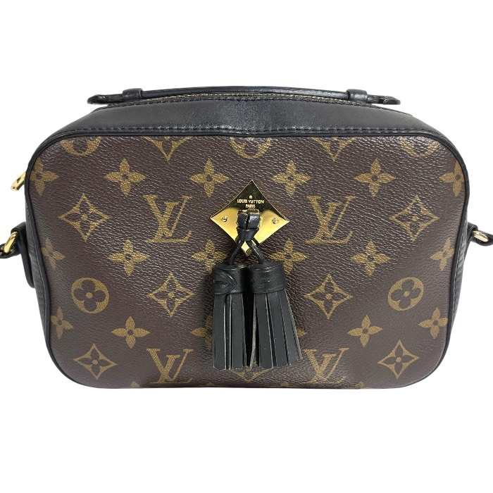 A-045 LOUIS VUITTON (ルイ･ヴィトン) サントンジュ ショルダーバッグ M43555【中古】モノグラム帆布 ノワールカーフレザー ダブルタッセル ショルダーバッグ【AB位置づける】