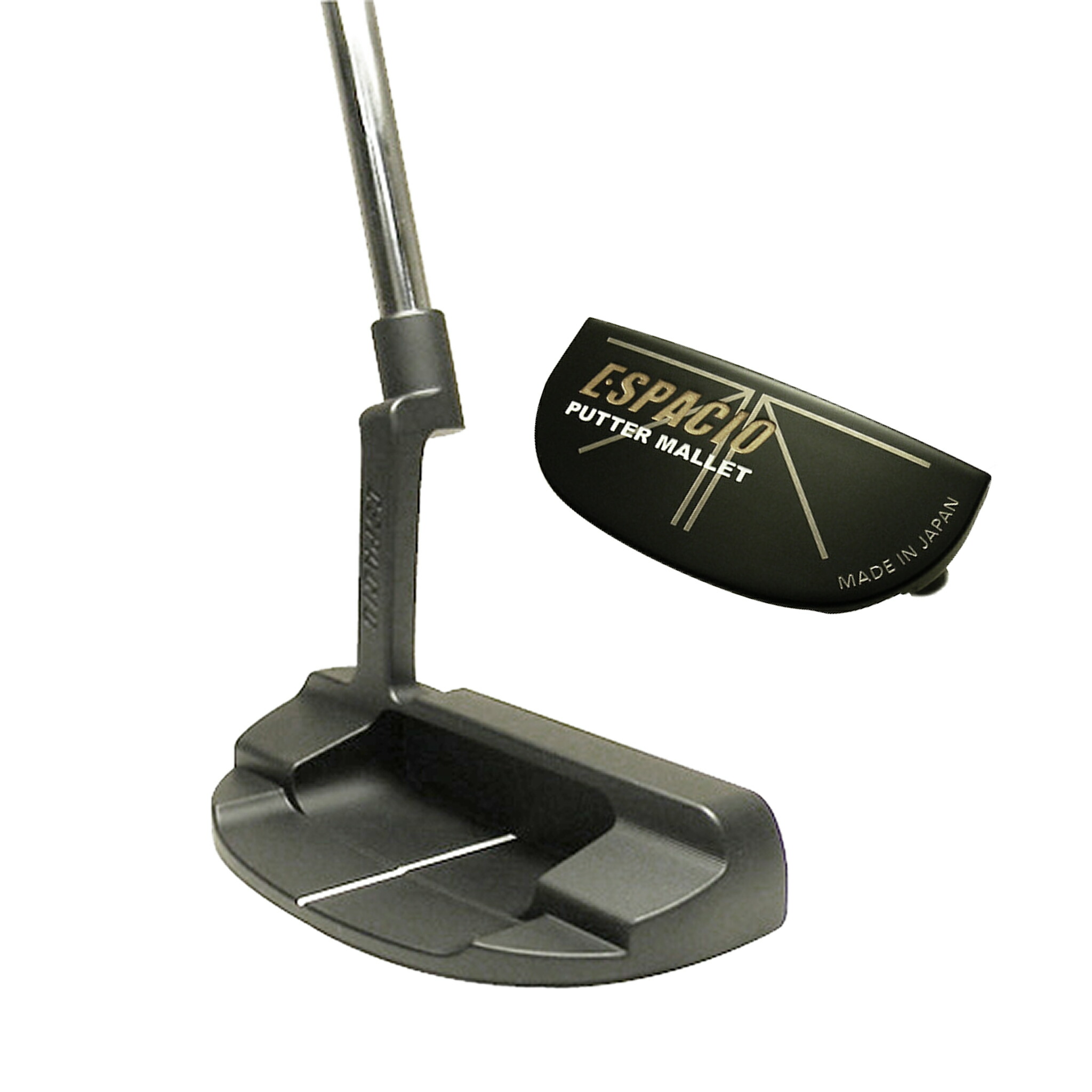 【特別仕様】ESPACIO パター マレット型 33 34インチ ヘッドカバー付き メンズ クランクネック ピストル型グリップ 艶消しブラック ハイエンドモデル やわらかい打感 正確なタッチ 距離感 ミス軽減 送料無料|アメリカン倶楽部 店