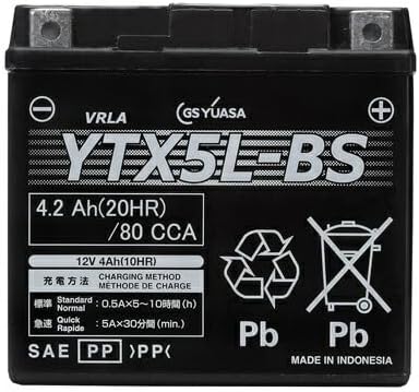 YTX5L-BS GS ユアサ VRLA 【 制御弁式 液入り充電済 】 ジーエスユアサ 傾斜搭載可 横置き可能 純正 正規品 バイク 用 バッテリー オートバイ 単車 スクーター ジーエス YUASA YTX5LーBSーC 送料無料 9,450円