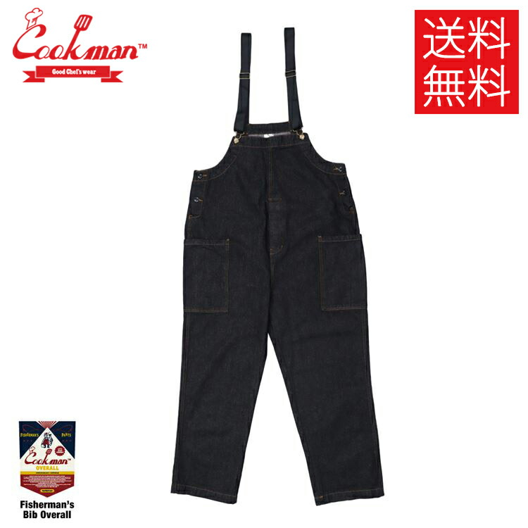 【貨物輸送無料】COOKMAN Fisherman\u0027s Bib Black Denim 厚地の外套櫂 黒いこと ジーンズ 黒 Overall まかない方マン メンズ レディース 男 女 ユニ一発やる