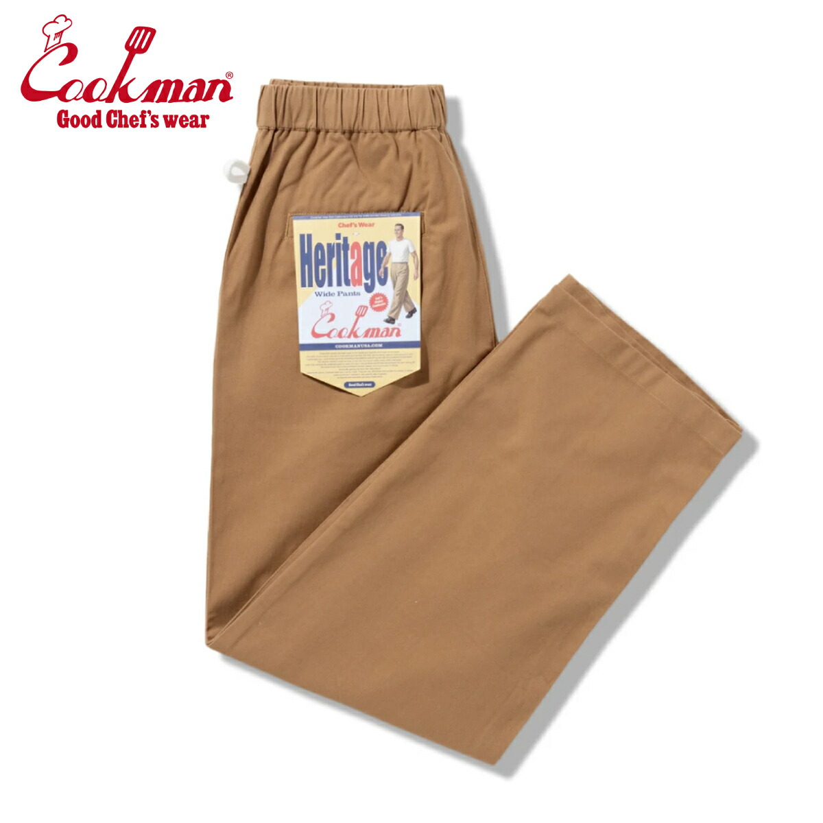 COOKMAN ごはん炊きマン Heritage Wide Pants ヘリテージワイドパンツ Heavy Twill Beige 甚だしい ツイル ベージュ イージーパンツ メンズ レディース 男女兼用 心地よい ズボン・パンツ-メンズファッション