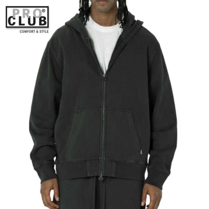 PRO CLUB VINTAGE WASH ジップパーカー ヴィンテージ ウォッシュ ブラック ZIP UP FLEECE JACKET Black プロクラブ ストリートファッション｜Atomicdope　アトミックドープ