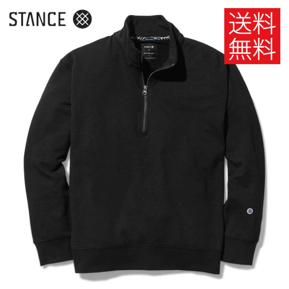 【送料無料】STANCE SHELTER ハーフジップ スウェット ブラック 黒 無地 1/2 ZIP SWEAT Black スタンス メンズ レディース 男女兼用