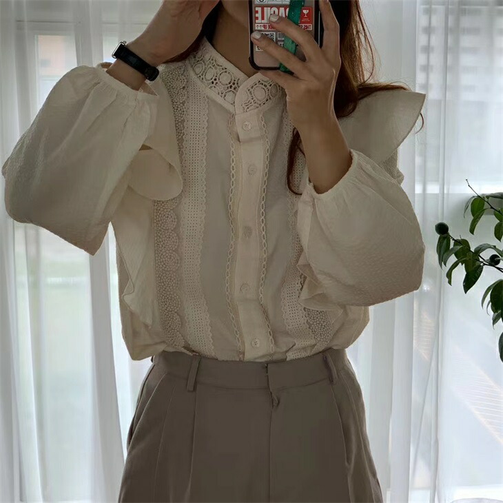 上品なレース使いフリルシャツブラウス レディース アンティーク レトロ ナチュラル 長袖 韓国 可愛い ファッション 5259 Gm 予約販売 15 日 送料無料 メ込 Epheseweb Com