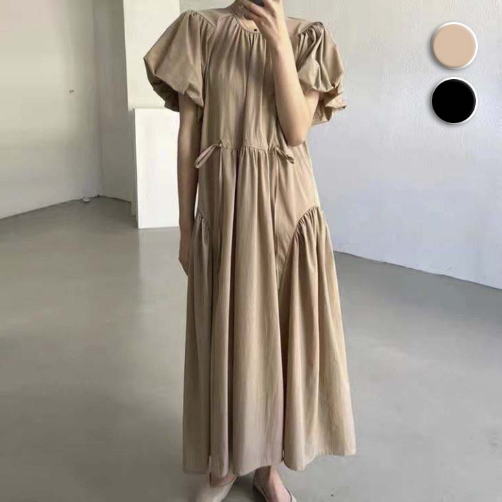 【半額クーポン対象】パワーショルダーワンピース 半袖 ロング マキシ ギャザー トレンド 可愛い 楽ちん 大人可愛い ガーリー デート 女子会 レディース 春 夏 人気 プチプラ 韓国ファッション 【awp304-72a】【予約販売：6月8日入荷予定順次発送】【送料無料】メ込4のご紹介