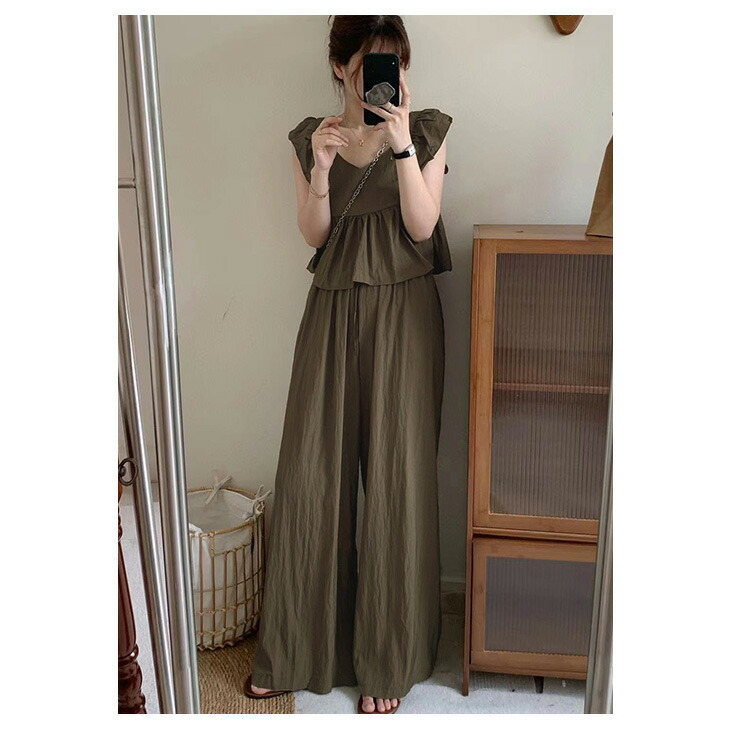 半額クーポン対象】セットアップ ワイドパンツ 上下セット