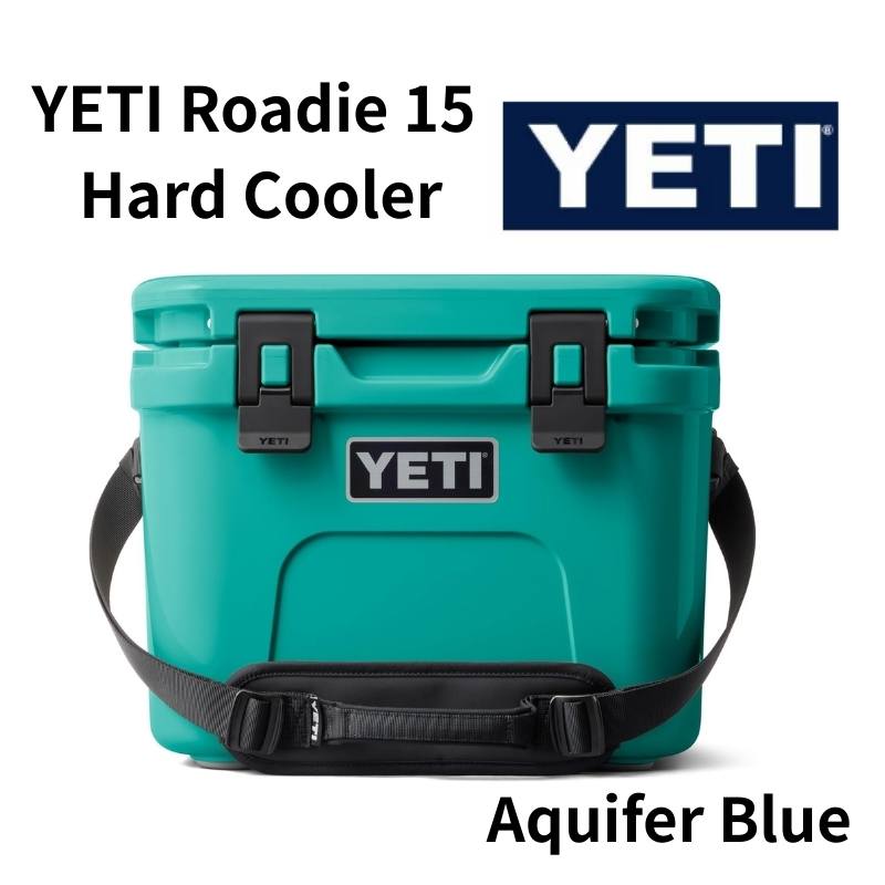 YETI 冷房装置ボックス席 ローディー15 捉え所の無い冷房装置 ダブルデューティー ストラップ付 Roadie 15 Hard Cooler 冷房装置ボックス席 難民キャンプ 運動競技 アウトドア 保冷 大電気容量 イエティ 亜米利加 Aquifer Blue アクイファーブルー