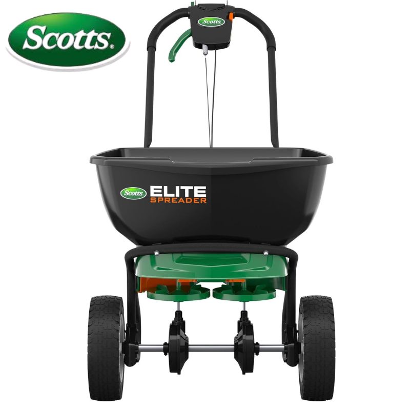 Scotts スコッツ Elite エリート 焼砂用 手押し式扱き散らす機 スコッツ 円形交差点式スプレッダー エリート 肥やし扱き散らす機 手押し式 芝地用 境界線かばい立て積み上げる 蒔き付ける 除草剤 溶解剤 相応う 雪 約1,858ヘイホウメートル相応う（約20,000真四角フート）御勤め用 身寄り用
