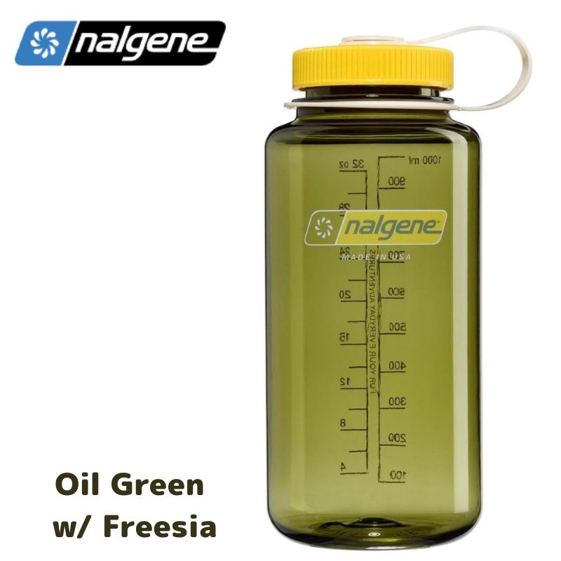 【最大限度2000円引き換え証10日～】Nalgene ナルゲン 広口 お水瓶 吸い筒 約946ml 32薬局衡オンス BPA無償性 軽さ 思わしい 手抜かり押しとどめる トライタン製 アウトドア 山登り 難民キャンプ 体育館 瓶 Nalgene Wide Mouth Water Bottle Oil Green w/ Freesia ナルゲン ナルゲンボトル 油絵の具緑であること
