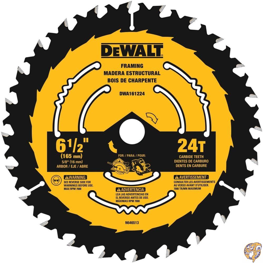 【最大777円クーポン配信】Circular Saw Blade, Tungsten Carbide, 24 Teeth, 6-1/2-In. DWA161224