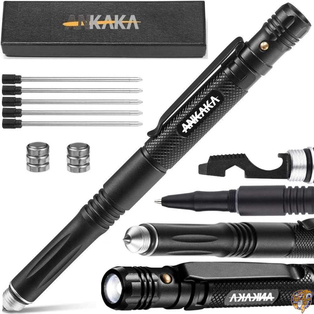 【最大777円クーポン配信】最も負荷の高い6イン1タクティカルペン:他ブランドの弱点を解決。自衛隊のヒント+懐中電灯+ボールペン+栓抜き+スクリュードライバー+六角レンチ、5インクリフィル+6バッテリー+ギフトボックス。