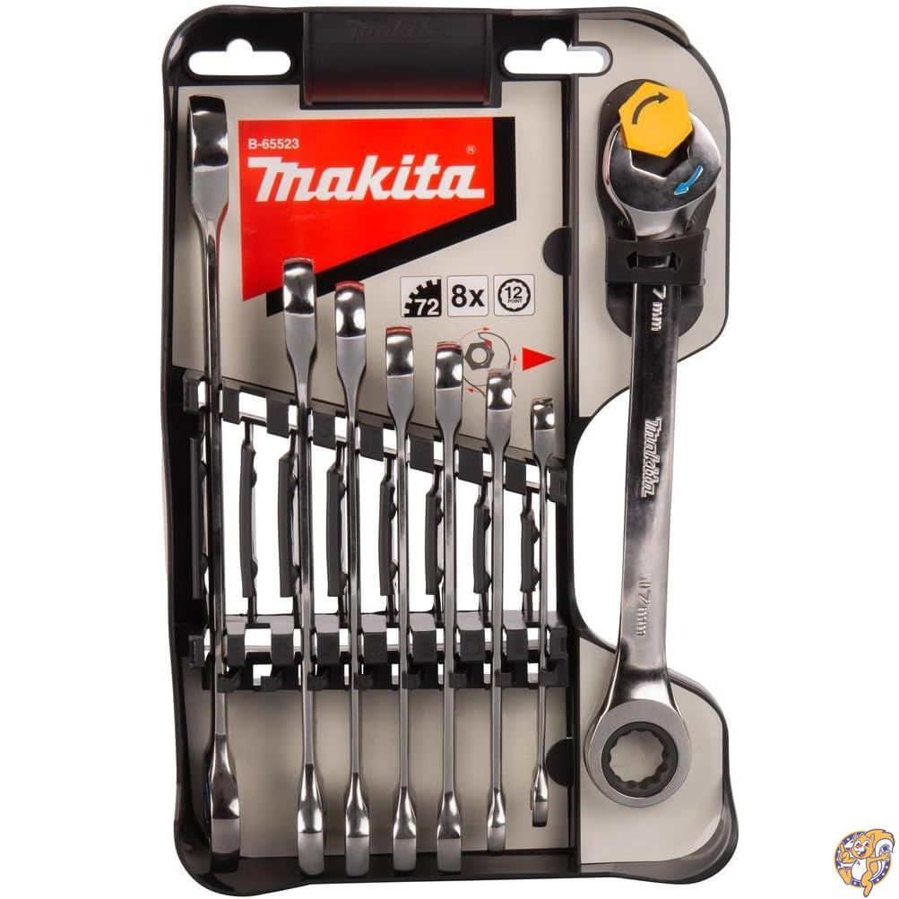 マキタ ダブルラチェットレンチ8点書き割り B-65523