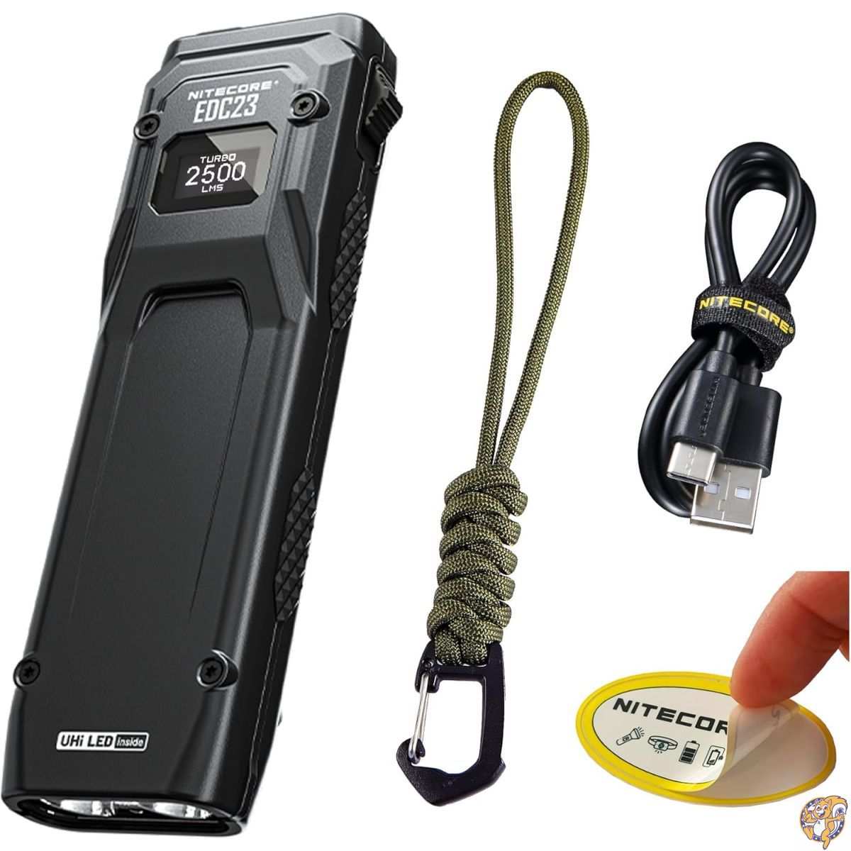 【最大限度2000円クーポン券10日～】Nitecore EDC23 EDC閃光電球ともし火 2500lm ウルトラか細い 平ったいつら構え USB-C 申し受ける式 手っとり早い申し受ける デジタルOLED見せびらかす付き添い人 力学的鍵を掛ける取り替えっこ