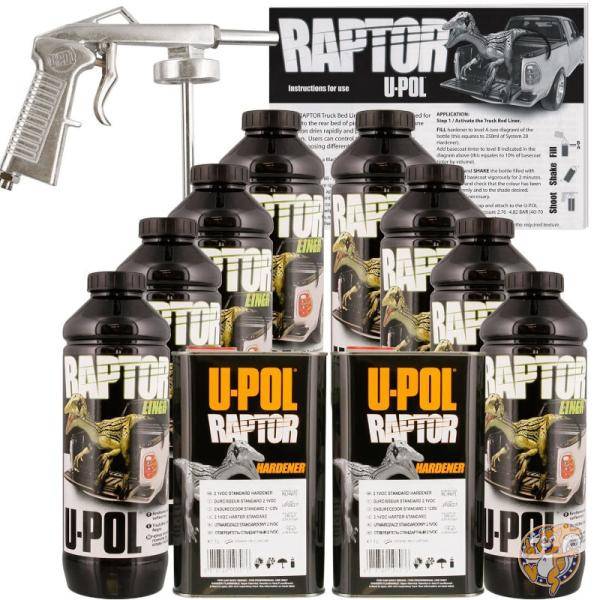 U-Pol ユーポル Raptor 黒ウレタンスプレー トラック荷台ライナー スプレーガン付き 8リットル 送料無料