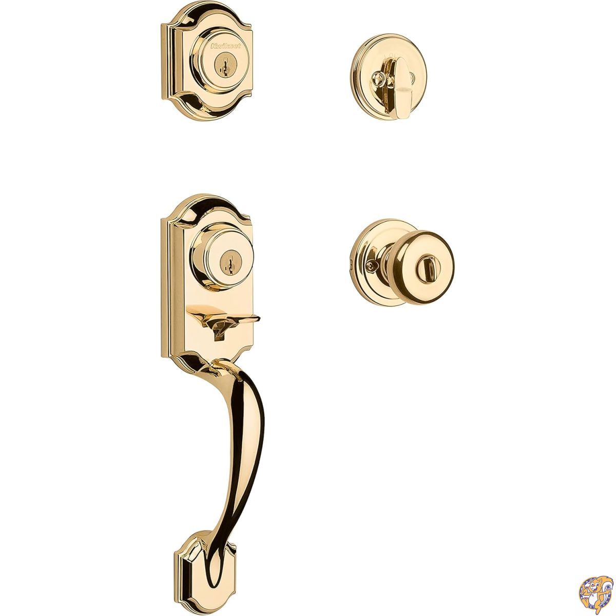 【百貨店大売り出し!クーポン券配達中】Kwikset Montara フロントドアロックハンドルとデッド雄捩子書き割り エントリーハンドルセット 飾りつけ 室内装飾部屋の入り口ノッブ付き添い人 光輝金管楽器 爪手向かい SmartKey Rekey デッドボルトセキュリティ